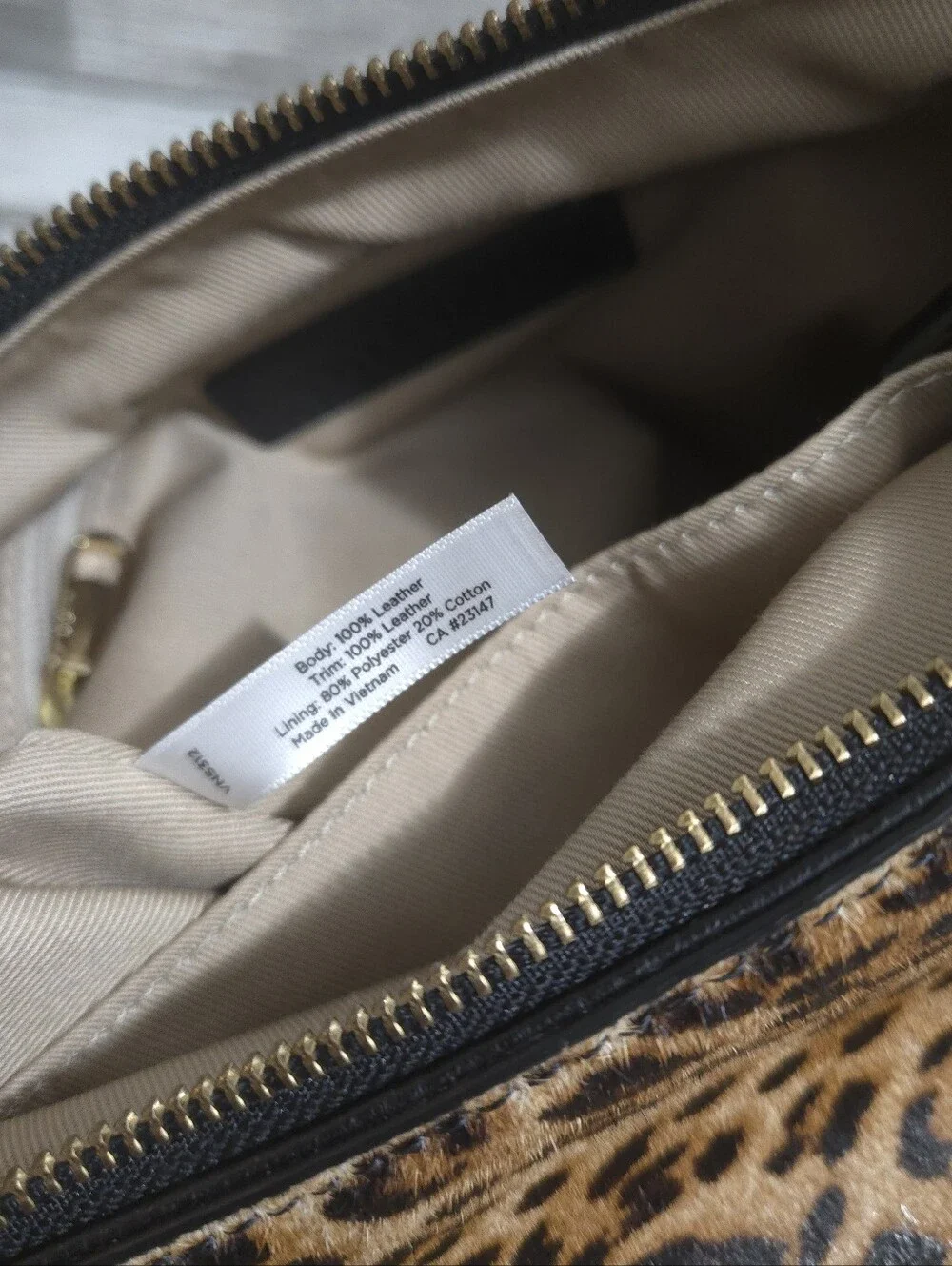 TALBOTS Animal/Leopard Print Calf Hair Pebbled Leather Hobo Style Handbag